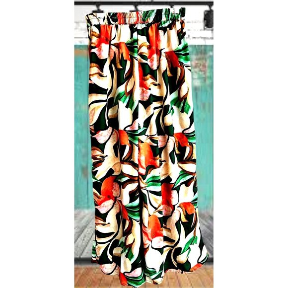 Moon Orchid Palazzo Pants Medium Abstract Festive High Waist Cruise Islands EUC - Picture 3 of 12